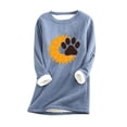 thumbnail image 1 of Fesfesfes Women Thick Fleece Sweatshirt Velvet Warm Round Neck Tops Gift For Couples Plush Tops for Valentine's Day Under $10, 1 of 4