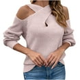 thumbnail image 1 of Fesfesfes Women Tops Casual Soild Long Sleeve Pullover Round-Neck Sweater, 1 of 6