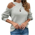 thumbnail image 1 of Fesfesfes Women Tops Casual Soild Long Sleeve Pullover Round-Neck Sweater, 1 of 5