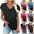 thumbnail image 1 of Fesfesfes Women Tops Womens Spring And Summer Casual V-Neck T-shirt Printed Short Sleeved Womans Under Shirt L(US:8), 1 of 6