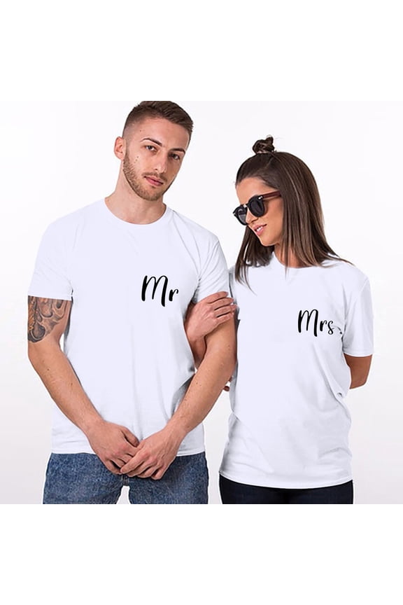 Women Tshirt Couples Lover Valentine's Day Short Sleeve Tops Love Print Loose Tops Under $10