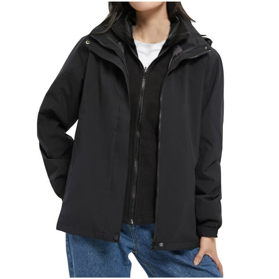 Fesfesfes Women Winter Coats Ladies Fleece Thickened Warm Hooded Reversible Jacket Fall Saving Sale