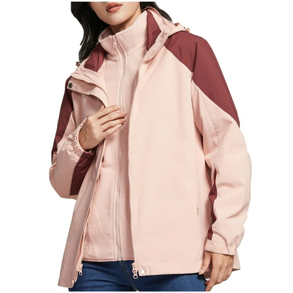Fesfesfes Women Winter Coats Ladies Fleece Thickened Warm Hooded Reversible Jacket On Sale