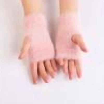 Fesfesfes Women's Arm Covers Gloves Solid Color Comfortable Warmkeeping Winter Fashionable Knitted Warm Half Finger Open Finger Daily Wearing(Pink#4,Free Size)