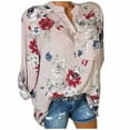 thumbnail image 1 of Fesfesfes Women's Blouse Elegant Floral Flower Print Pullover Button Casual Bottom Top, 1 of 5