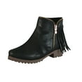 thumbnail image 1 of Fesfesfes Women's Boots Comfortable Retro Tassel Side Zipper Low Heeled Round Toe 5.5(36), 1 of 7
