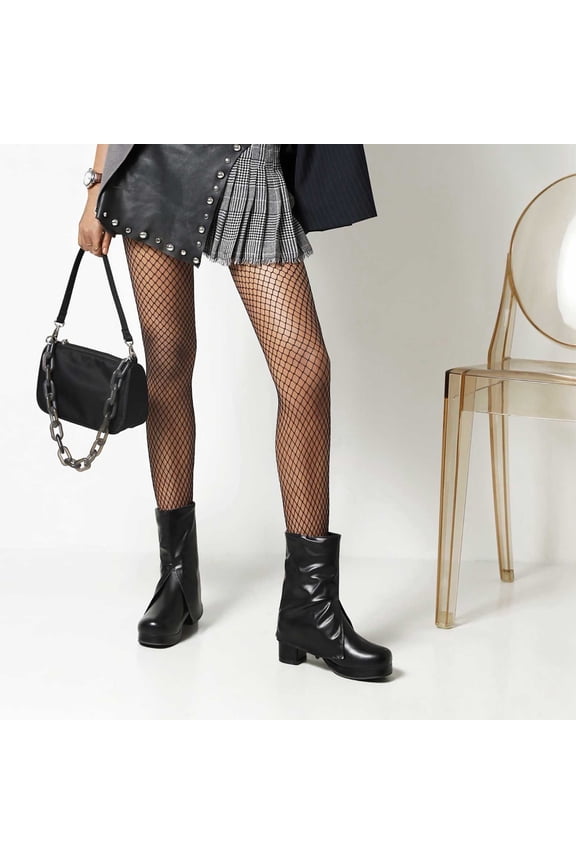 Women's Boots Fashion Large Size Pants Thick Heel Short Shoes Retro Knight 4.5(35)