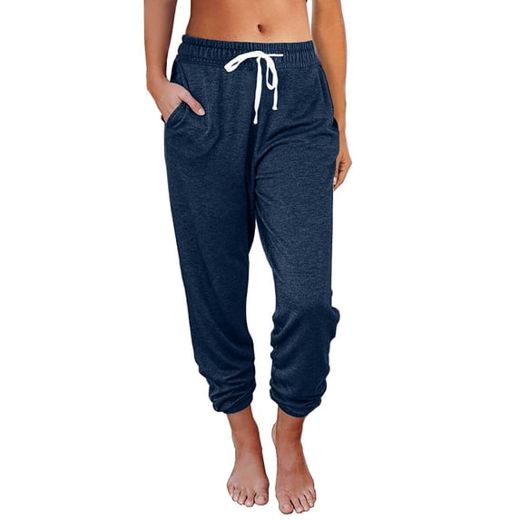 Fesfesfes Women's Casual Loose Pocket High-waisted Cropped Pants Leggings For Women Spring Saving Sale