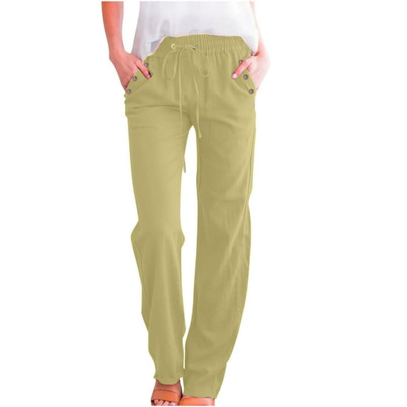 Fesfesfes Women's Casual Pants Corduroy Solid Color Elastic Waist Loose Leisure Sports Pants Comfy Trendy Straight Trousers with Pockets(Green#2,3XL)