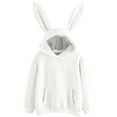 thumbnail image 1 of Fesfesfes Women's Cute Bunny Ear Hooded Kawaii Sweatshirt Solid Color Adjustable Drawstring Hood Long Sleeve Themed Gatherings Tops(White,L), 1 of 2