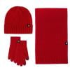Fesfesfes Women's European Style Winter Knitted Warm Sets Gloves Hats Scarves Three Piece Set with Thick Velvet Lining Combining Fashion Practicality(Red#2,Free Size)