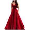 thumbnail image 1 of Fesfesfes Women's Evening Gowns Solid Color Sling Dress Sexy V-Neck Formal Dress Slip Sleeveless Evening Dress Under $10, 1 of 5