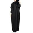thumbnail image 1 of Fesfesfes Women's Fall Flannel Shirt Solid Hooded Drawstring Tops Loose Robe Casual Pocket Long Sleeve Sweatshirt On Sale, 1 of 6