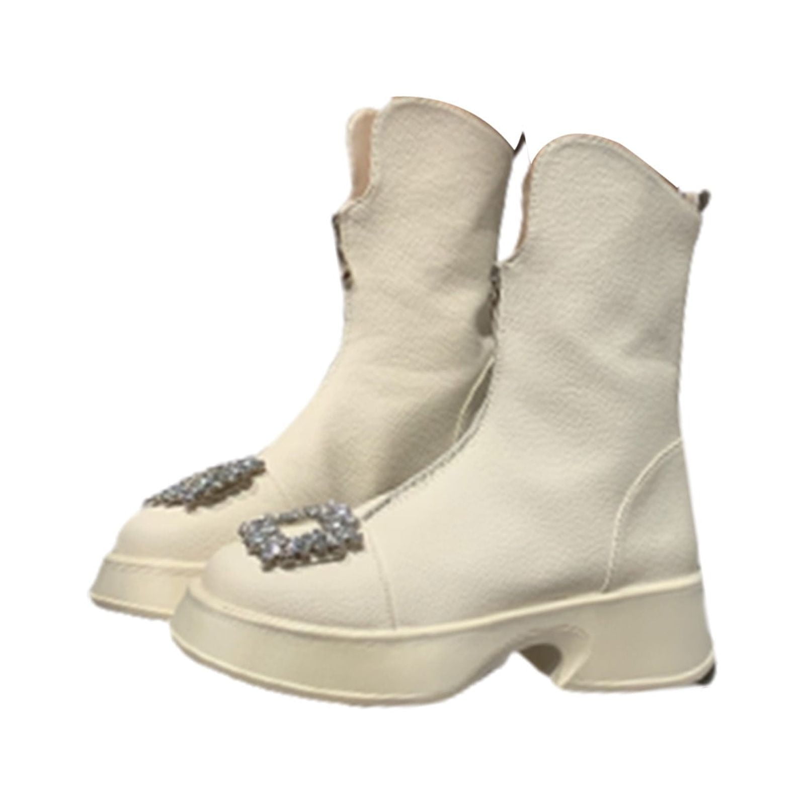 Fesfesfes Women's Fall Single Boots Thick Sole Platform Heel Front