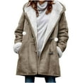 thumbnail image 1 of Fesfesfes Women's Fall Winter Coat Notched Collar Long Sleeve with Buttons Closure Large Patch Pockets Insulated Fabric for Cold Weather(Khaki#2,4XL), 1 of 4