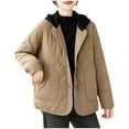 thumbnail image 1 of Fesfesfes Women's Fall Winter Coat Notched Collar Long Sleeve with Buttons Closure Large Patch Pockets Insulated Fabric for Cold Weather(Khaki,L), 1 of 5