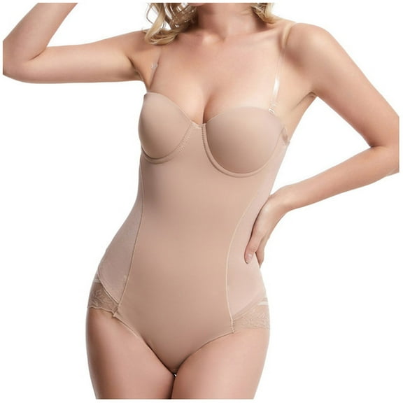 Fesfesfes Women's Fashion Bodysuit Chest Cushion Comfortable Shapewear Bra Underwear Tummy Control Bodysuit Gifts for Her