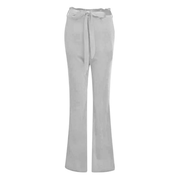 Fesfesfes Women's Fashion Casual Solid Color High Waist Elasticated Yoga Pants Trousers With Pockets And Belts