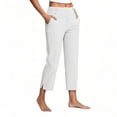 thumbnail image 1 of Fesfesfes Women's High-Waisted Cropped Pants Slim Side Slits Fitness Pants with Pockets Solid Color Soft Stretch Casual Daily Wearing(White,3XL), 1 of 5
