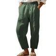 thumbnail image 1 of Fesfesfes Women's High-Waisted Tapered Pants Trendy Leisure Solid Color Elastic Waist Trousers with Side Pockets Work Office Clothes(Army Green#2,2XL), 1 of 5