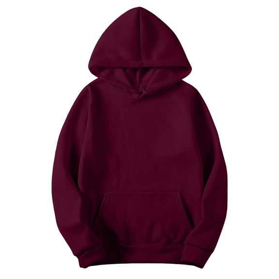 Fesfesfes Women's Knit Hooded V-Shaped Hood Neckline with Drawstrings Ribbed Cuff Long Sleeves Blouses Loose Comfortable for All Seasons(Wine#2,M)