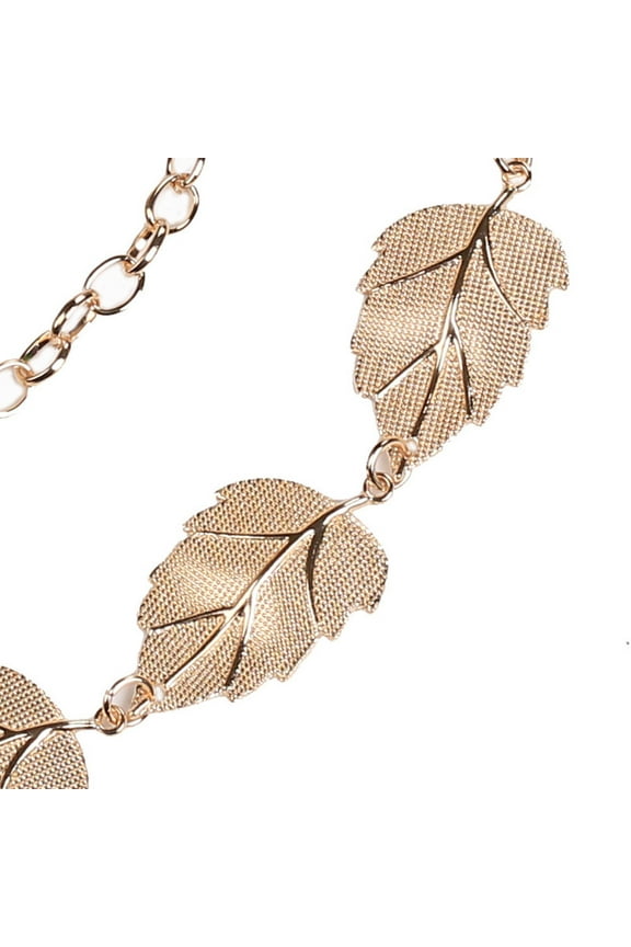 Women's Lady Fashion Leaves Metal Chain Style Belt Body Chain
