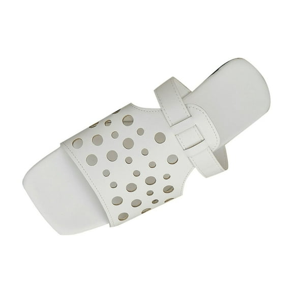 Fesfesfes Women's Large Size Buckle Sandals Summer Open Toe Fish Mouth Casual Shoes Metal Buckle for Beach Walking(White#1,US 5.5)