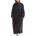 thumbnail image 1 of Fesfesfes Women's Long Sleeve Flannel Robe with Pockets and Belt Cozy Warm Fleece Bathrobe for Home Loungewear Soft Plush Winter Nightgown and House Dress(Gray,M), 1 of 9