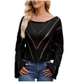 thumbnail image 1 of Fesfesfes Women's Loose Tops Fall Winter Long Sleeve with Ribbed Cuffs Round Neck Sweater Trendy Color-Blocked Warmkeeping Blouses(Black#2,XL), 1 of 6