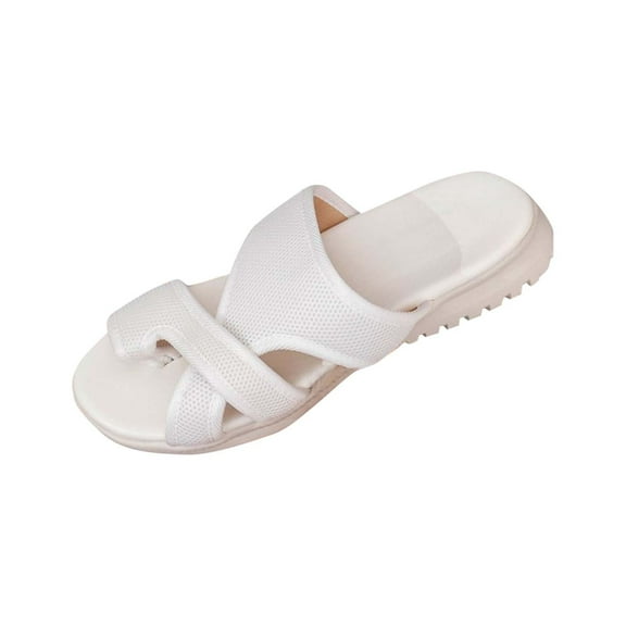 Fesfesfes Women's Mesh Toe Wedge Sandals Spring Summer Breathable Casual Shoes Comfortable Thick Sole for Beach Outdoor Walking(White,US 8)