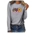 thumbnail image 1 of Fesfesfes Women's O-Neck Printing Loose Casual Long Sleeve Breast Cancer Tops Tops on, 1 of 4