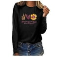thumbnail image 1 of Fesfesfes Women's O-Neck Printing Loose Casual Long Sleeve Breast Cancer Tops Sale or Clearance, 1 of 4