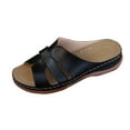 thumbnail image 1 of Fesfesfes Women's One-Line Hollow Wedge Sandals Summer Fish Mouth Casual Shoes Lightweight for Outdoor Walking Comfortable(Black,US 7.5), 1 of 9