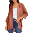 thumbnail image 1 of Fesfesfes Women's Oversize Blouses Fall Trendy Casual Solid Color Three-Quarter Sleeved Shirt with Buttons Comfortable for Home Wearing(Brown,M), 1 of 4