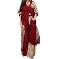 thumbnail image 1 of Fesfesfes Women's Patchwork Two-Piece Set Casual Turndown Collar Roll-Up Long Sleeve Full-Length Shirt Loose Long Pants for Casual Wear(Red,XL), 1 of 8
