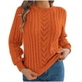 thumbnail image 1 of Fesfesfes Women's Pullover Fall Winter Sweater Leisure Long Sleeve Round Mock Neck Solid Color Tops Solid Color Warmkeeping Comfy Sweater(Orange#7,M), 1 of 7