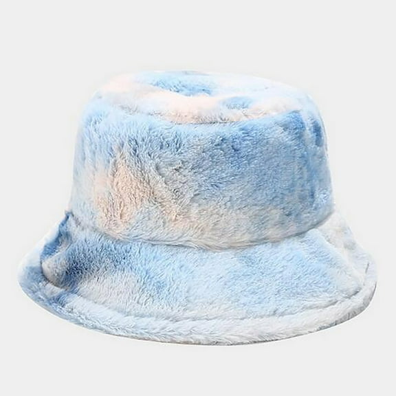 Fesfesfes Women's Rainbow Color Lovely Plush Fisherman Hat Multicolor Winter Warm Hat