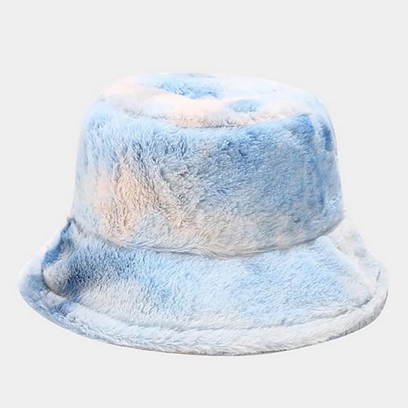 Fesfesfes Women's Rainbow Color Lovely Plush Fisherman Hat Multicolor Winter Warm Hat