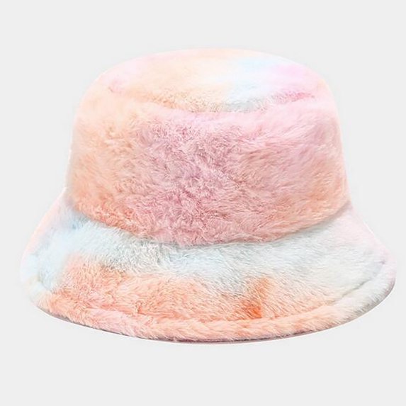 Fesfesfes Women's Rainbow Color Lovely Plush Fisherman Hat Multicolor Winter Warm Hat