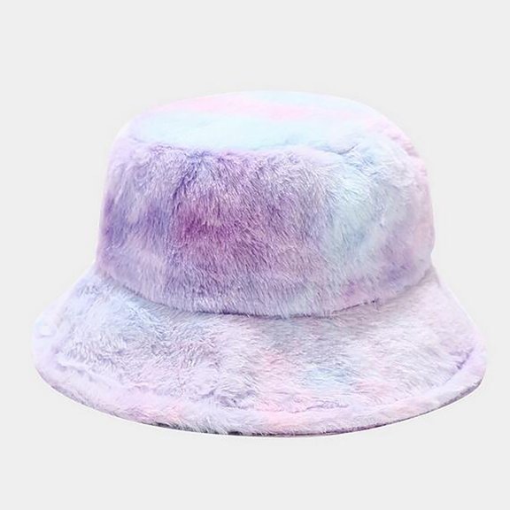 Fesfesfes Women's Rainbow Color Lovely Plush Fisherman Hat Multicolor Winter Warm Hat