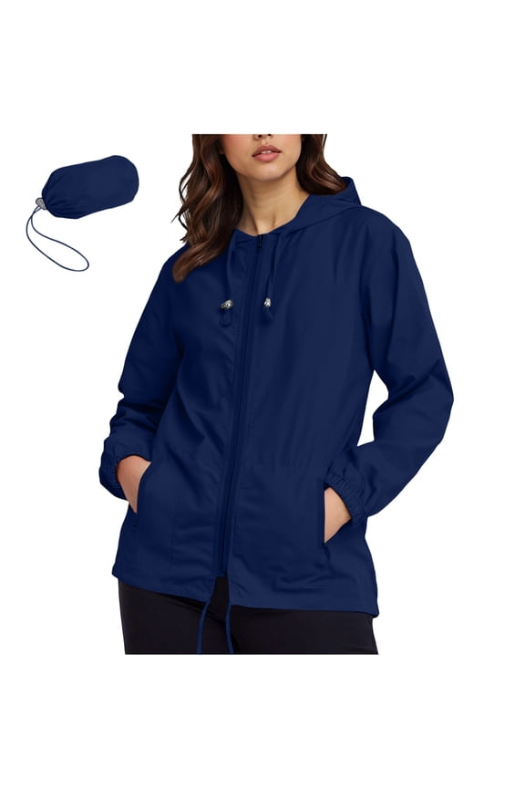 Women's Rainproof Jacket Mid-Length Loose Lightweight Batwing Flared Sleeves Coat Fall Ideal for Casual Outings Travle (Blue#1,M)