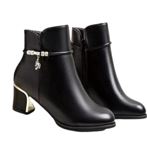 Fesfesfes Women's Retro Elastic Ankle Boots Fashion Heel Pointed Toe Fall Heeled Booties Shoes Womens Dress Shoes 5.5(36)