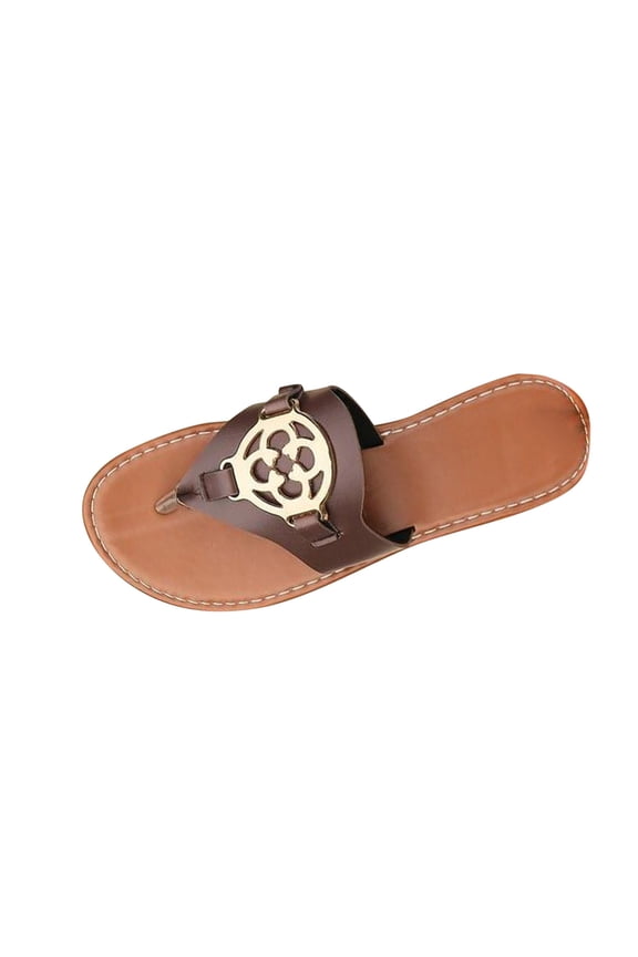 Women's Round Head Slip-On Slippers for Home and Beach Soft Cushioned Insoles Breathable Casual Shoes with Non-Slip Rubber Soled(Coffee#3,US 8.5)