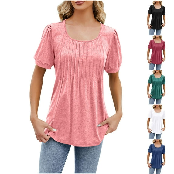 Fesfesfes Women's Shirts Womens Fashion Print Tops Short Sleeve Out Blouse Funny Round Neck T-Shirt Tops Tank Top Shirt Women S(US:4)