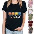 thumbnail image 1 of Fesfesfes Women's Short Sleeve Tops Women Summer Regular Print Regular Women Round Neck Short Sleeves Top Womens Blouses And Tops Casual 2XL(US:12), 1 of 5