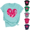 thumbnail image 1 of Fesfesfes Women's Short Sleeve Tops Women's Lover Love Printed T-shirt Round Neck Short Sleeved Top Womens Basic Tee M(US:6), 1 of 5