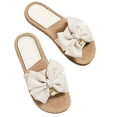 thumbnail image 1 of Fesfesfes Women's Slide Sandals Women's Summer Woven Flip-flops With Pearl Bow Flat Beach Sandals 9(42), 1 of 5