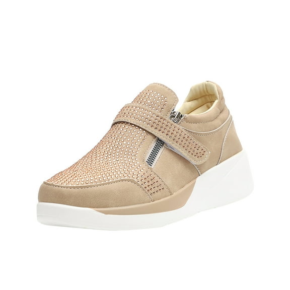 Fesfesfes Women's Sneakers Fashion Casual Platforms Wedges Jogging Shoes Crystal Sneakers Anti-Slip Sole Sport Shoes US:5.5(36)