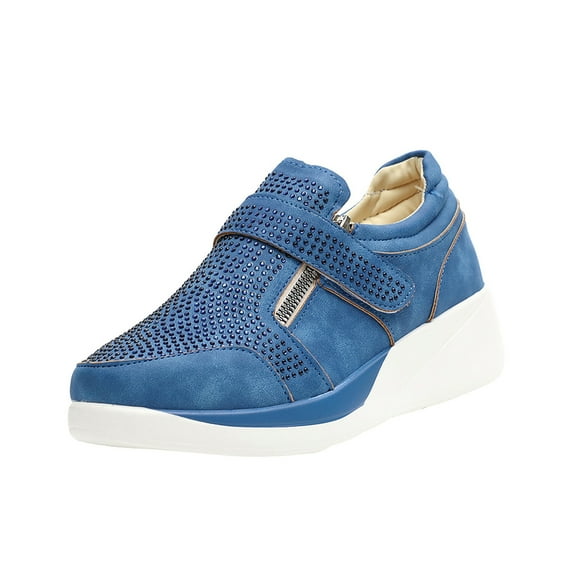 Fesfesfes Women's Sneakers Fashion Casual Platforms Wedges Jogging Shoes Crystal Sneakers Anti-Slip Sole Sport Shoes US:6(37)