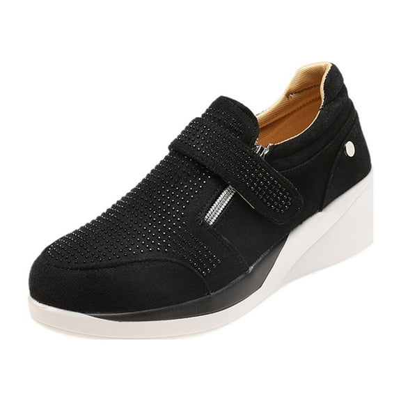 Fesfesfes Women's Sneakers Fashion Casual Platforms Wedges Jogging Shoes Crystal Sneakers Anti-Slip Sole Sport Shoes US:9.5(43)